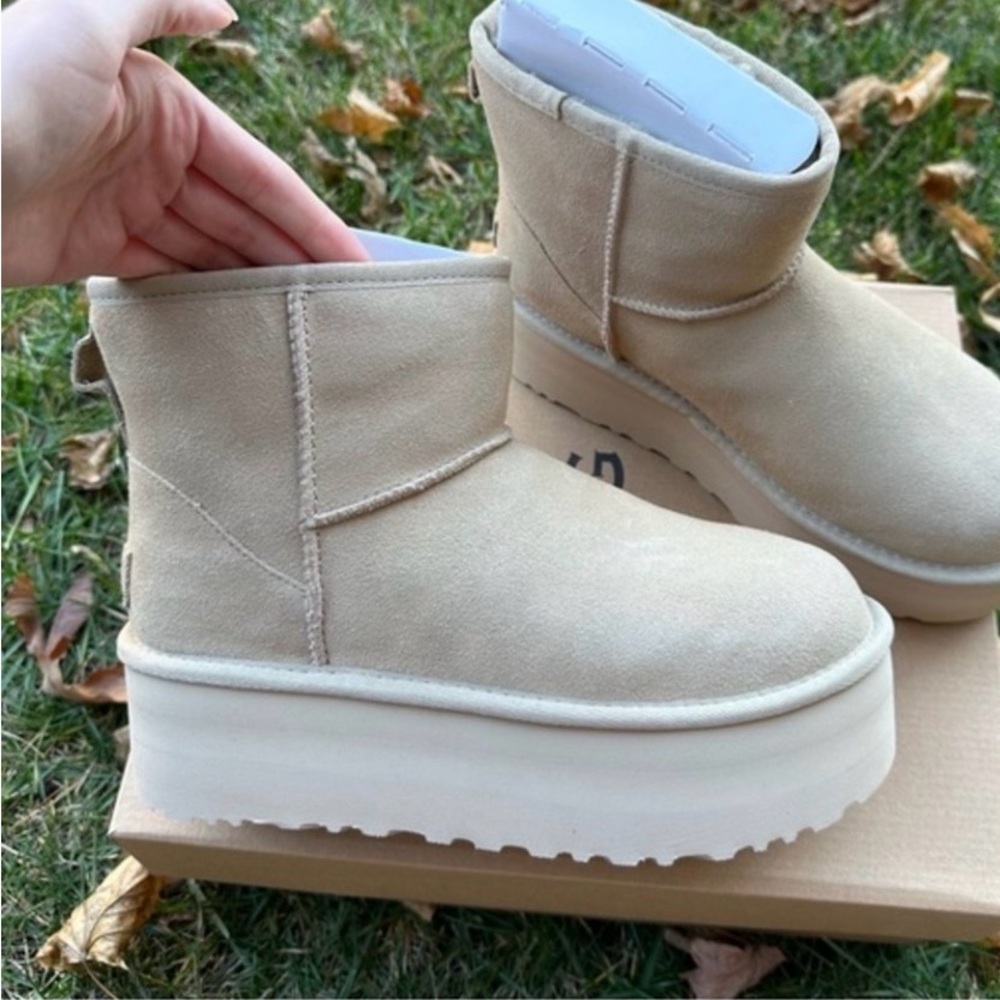 UGG Cream Platform Winter Boots